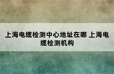 上海电缆检测中心地址在哪 上海电缆检测机构